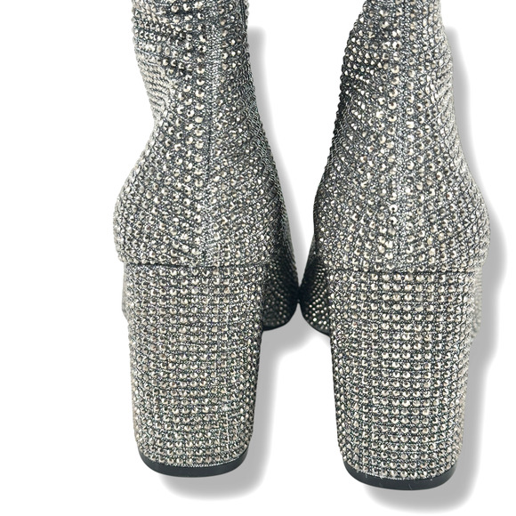 Gianni Bini Queen Bee Silver Rhinestone Over the Knee Boots Womens Sz 6 - Picture 8 of 11